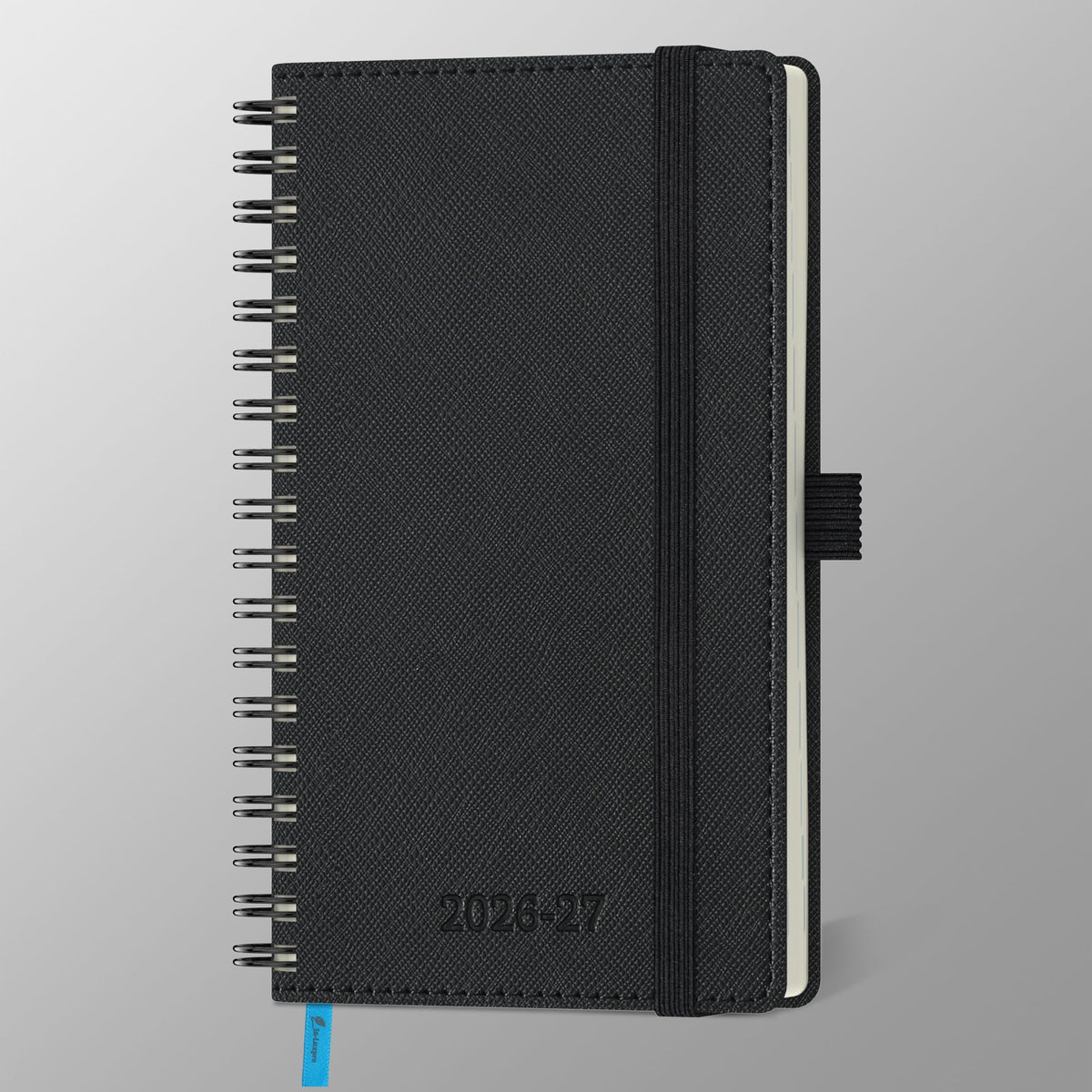 IN-LUXPRO Planner 2026-2027 Daily Weekly and Monthly,6.5"x3.75",18 Months Spiral Bound Calendar Agenda with Self-adhesive Pen Holder,2026 Academic Plan with Vegan Leather Soft Cover,Black