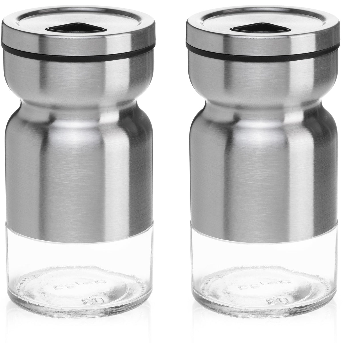 Salt and Pepper Shakers Set with Adjustable Pour Holes by CHEFVANTAGE - Stainless Steel