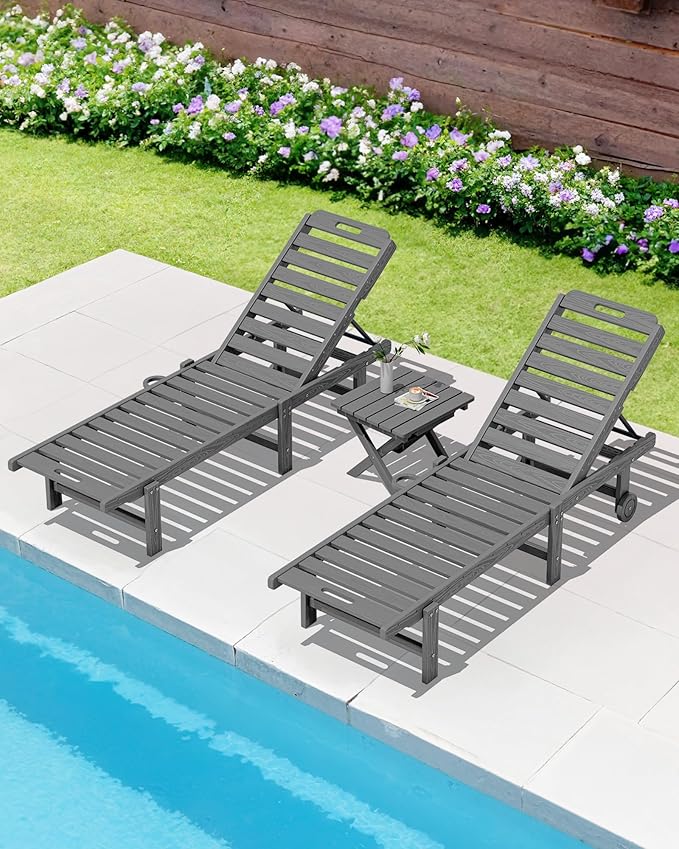 SERWALL Folding Outdoor Side Table Set of 2, Portable Adirondack Side Table