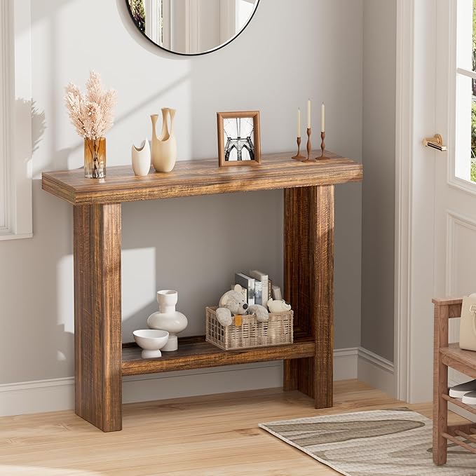 LIFECHOVY Farmhouse Wood Entryway Table Narrow Console Tables
