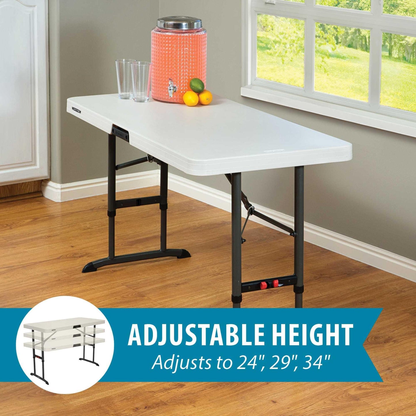 Lifetime 80387 4-Foot Commercial Folding Table and 30 Inch Adjustable Folding Laptop TV Tray, Almond