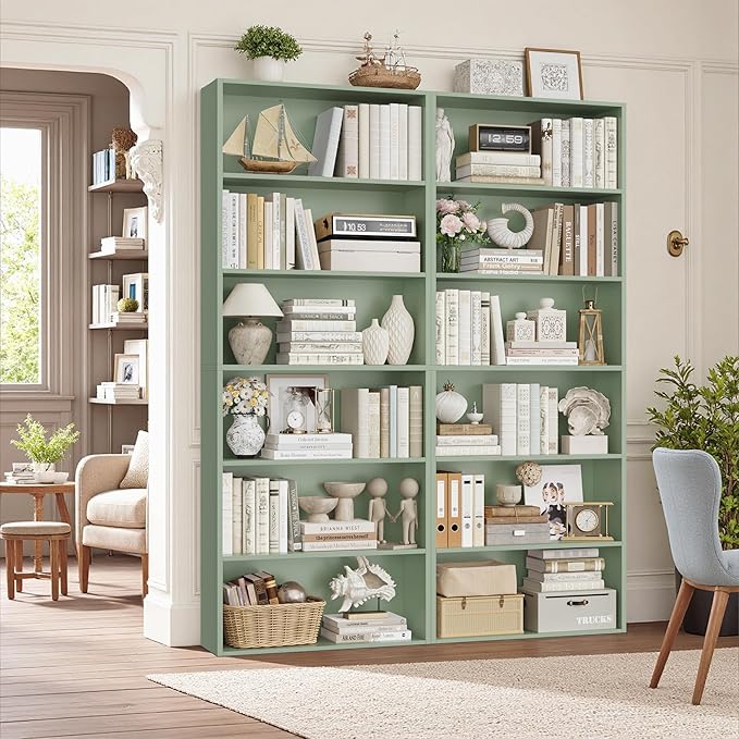 FOTOSOK 6-Tier Open Bookcase and Bookshelf Set of 2, Freestanding Display