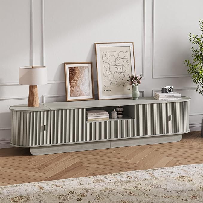 86.61'' Tambour TV Stand for 55-85 Inch, Entertainment Center