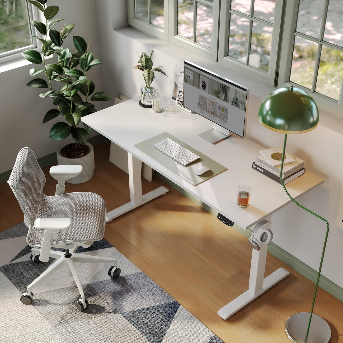 Agilestic Electric Standing Desk, 60 x 24 Inches Height Adjustable Desk, Sit Stand up for Work Office Home, Ergonomic Rising Computer Table with Memory Preset, White