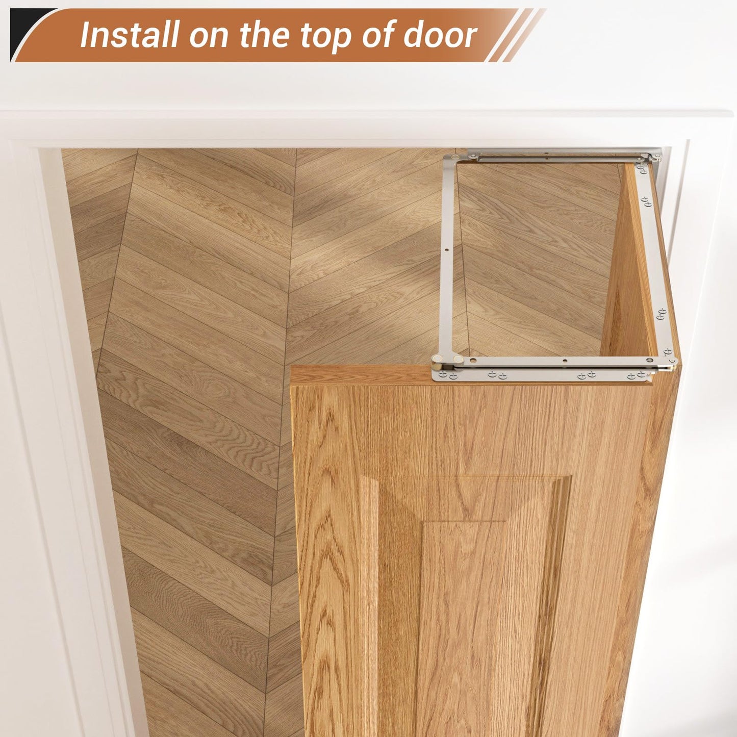 CCJH 180 Degree Bifold Barn Door Hardware Kit Hidden for Right Open Folding Closet Doors, Doorframe Mounting Invisible Sliding Folding Bracket for Opening Width 30"