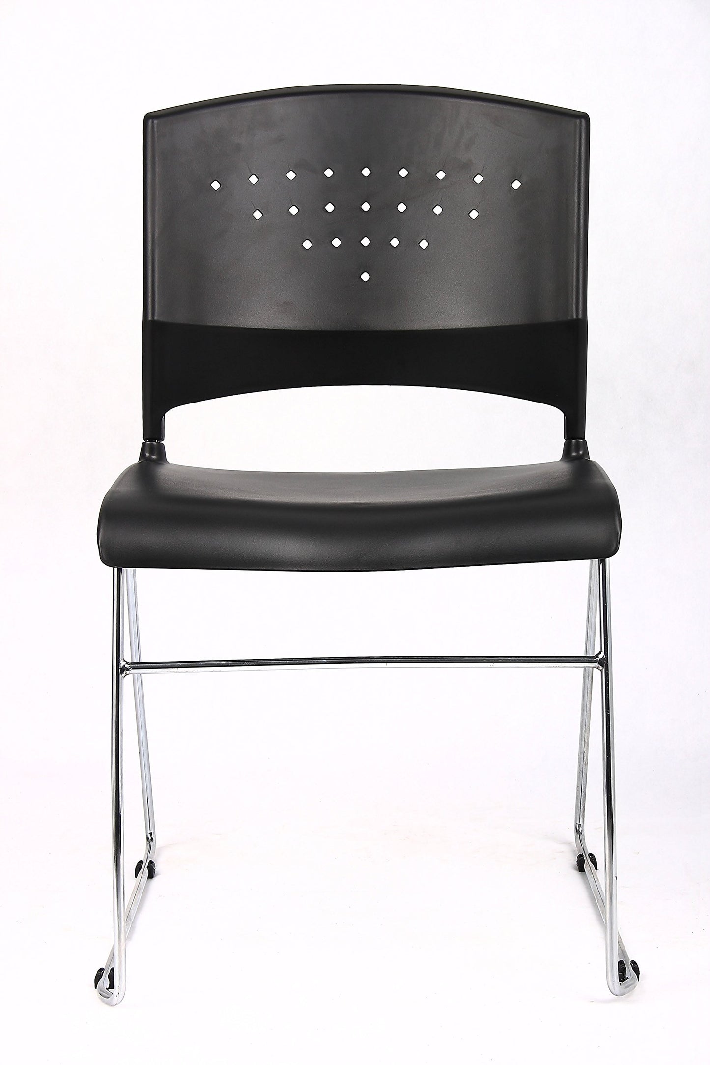 Boss Office Products Chrome Frame Stack Chair 2 Pack in Black