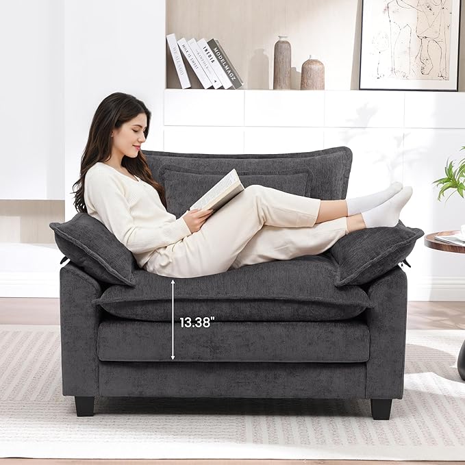 Oversized Accent Chairs Set of 2, Modern Chenille Cloud Sofa Chair