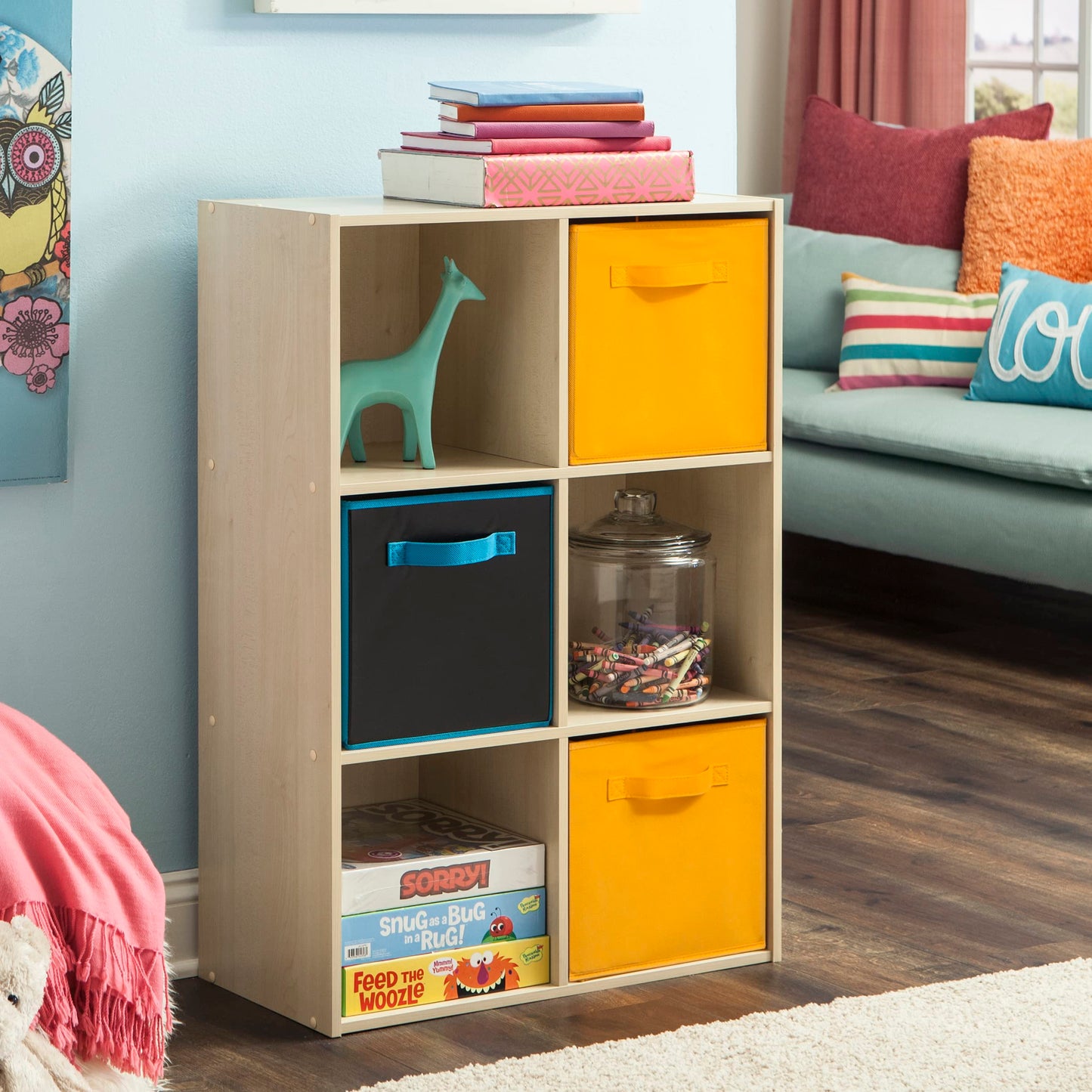 ClosetMaid Cubeicals 6 Cube Storage Shelf Organizer Bookshelf, Stackable, Vertical or Horizontal, Easy Assembly, Wood, Birch Finish