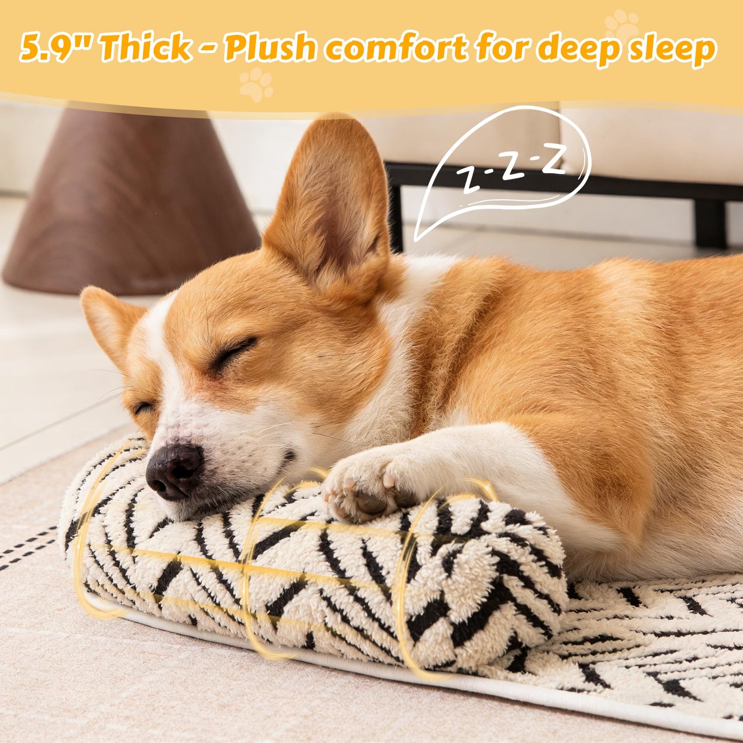 Calming Dog Bed Mats with Neck & Head Support, Soft Flannel Pet Couch Bed for Small and Medium Dogs & Cats, Pet Washable Couch Covers for Sofa