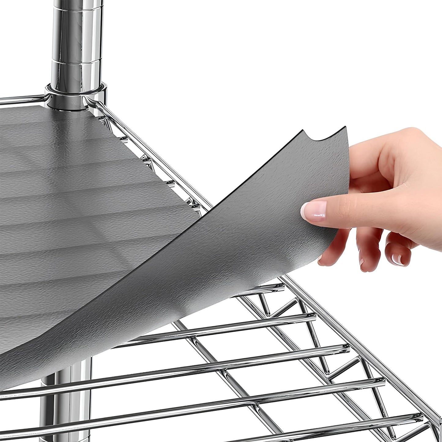 Shelf Liners for Wire Shelf System - Set of 4 in Graphite - 14 x 36 inch - Plastic Wire Shelving Shelf Mats