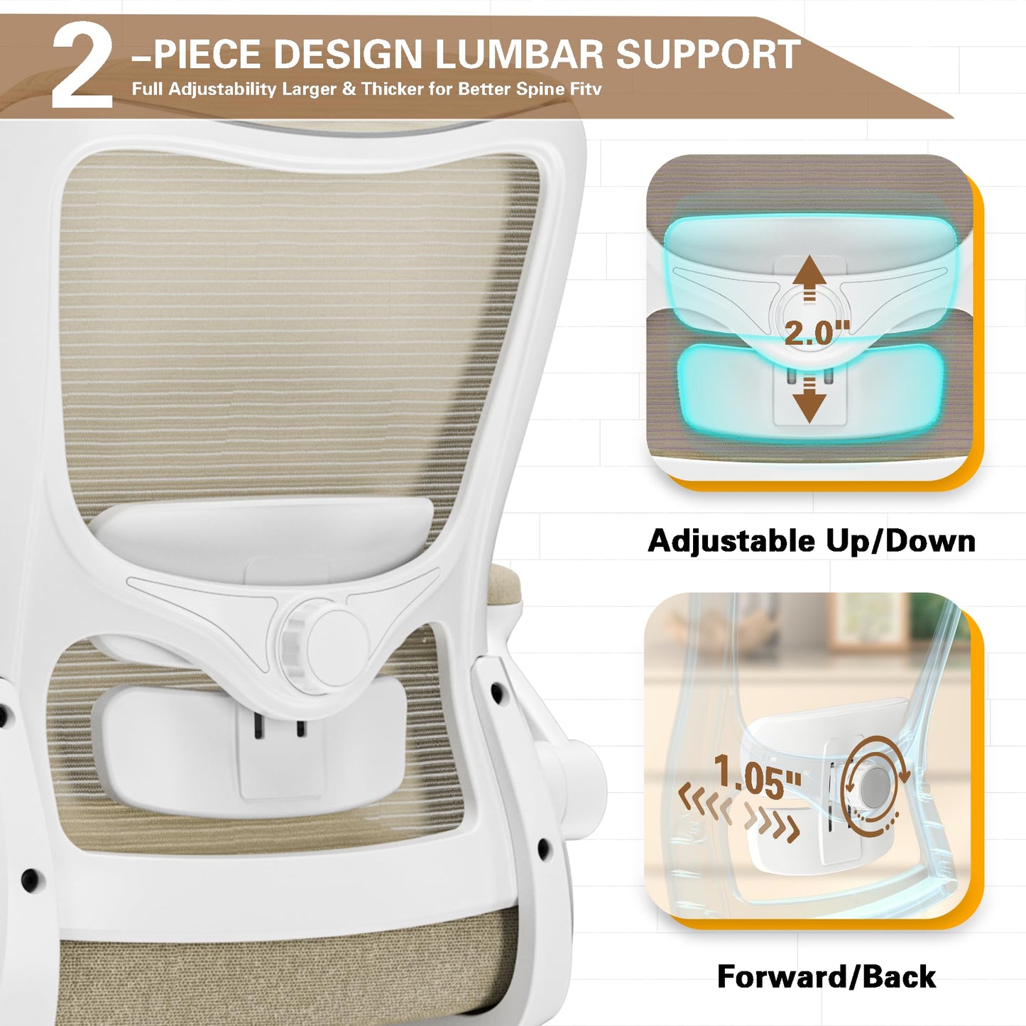 Ergonomic Office Chair for Long Hours, Relieve Back Pressure, Stay Comfortable & Focused All Day, 330LBS Capacity, Ideal for Home Office, Office & Study