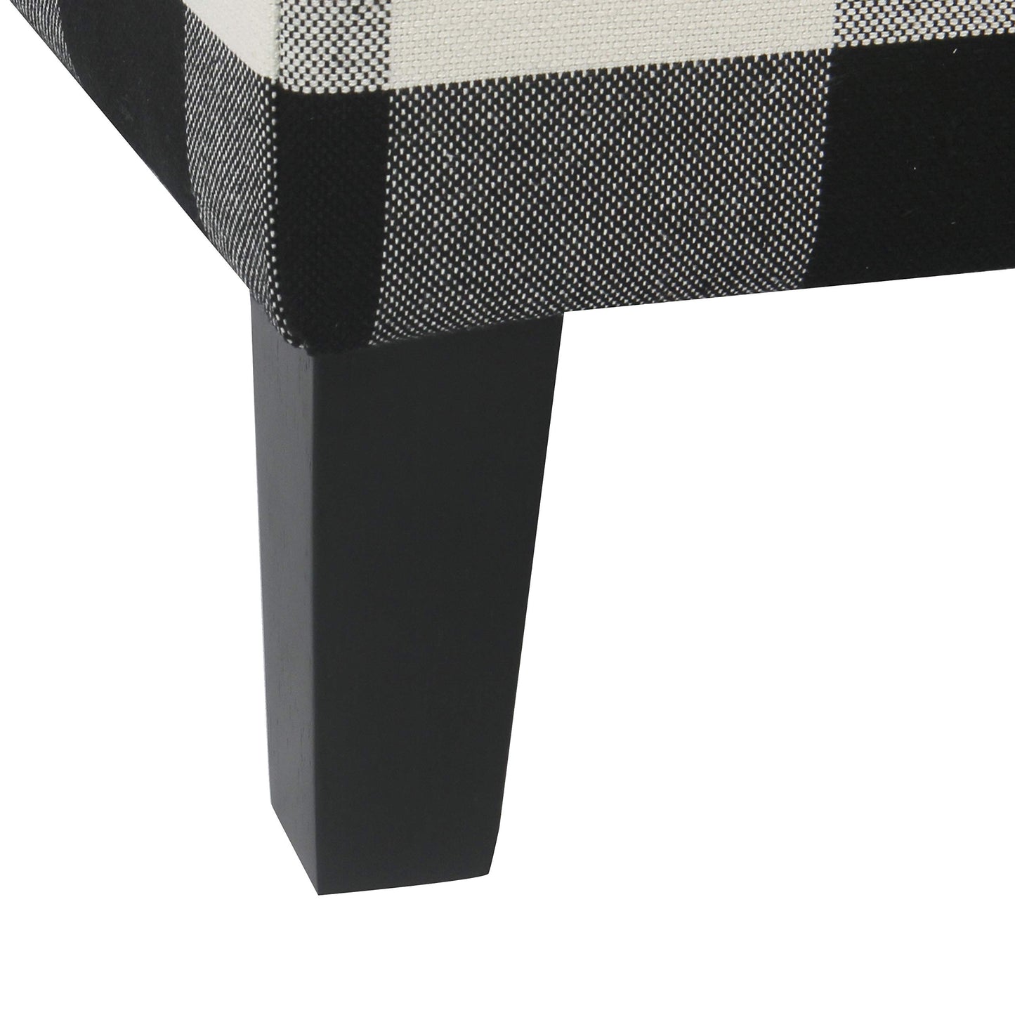 HomePop Large Upholstered Rectangular Storage Ottoman Bench with Hinged Lid, Black Buffalo Plaid