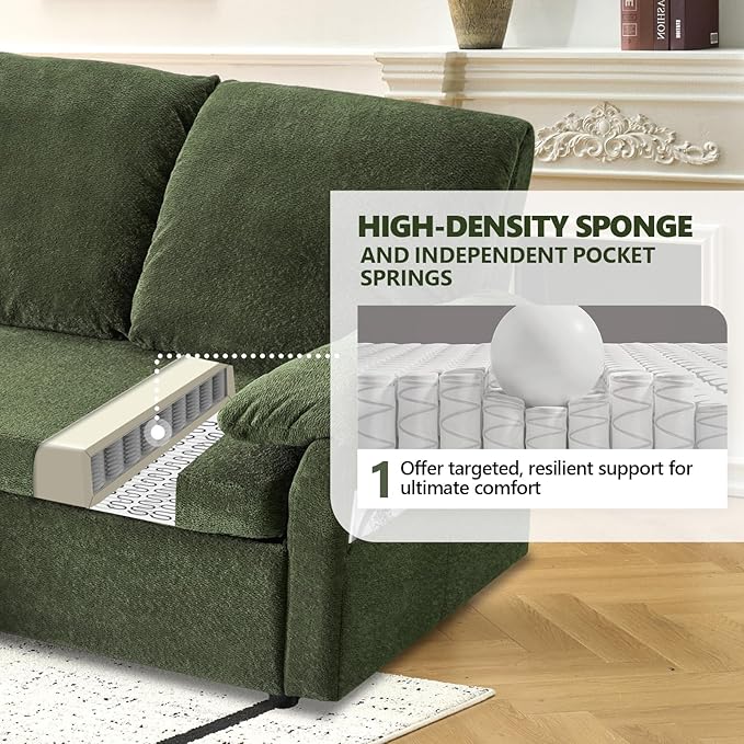 VINGLI Green Convertible Futon Sofa Bed, Sleeper Sofa