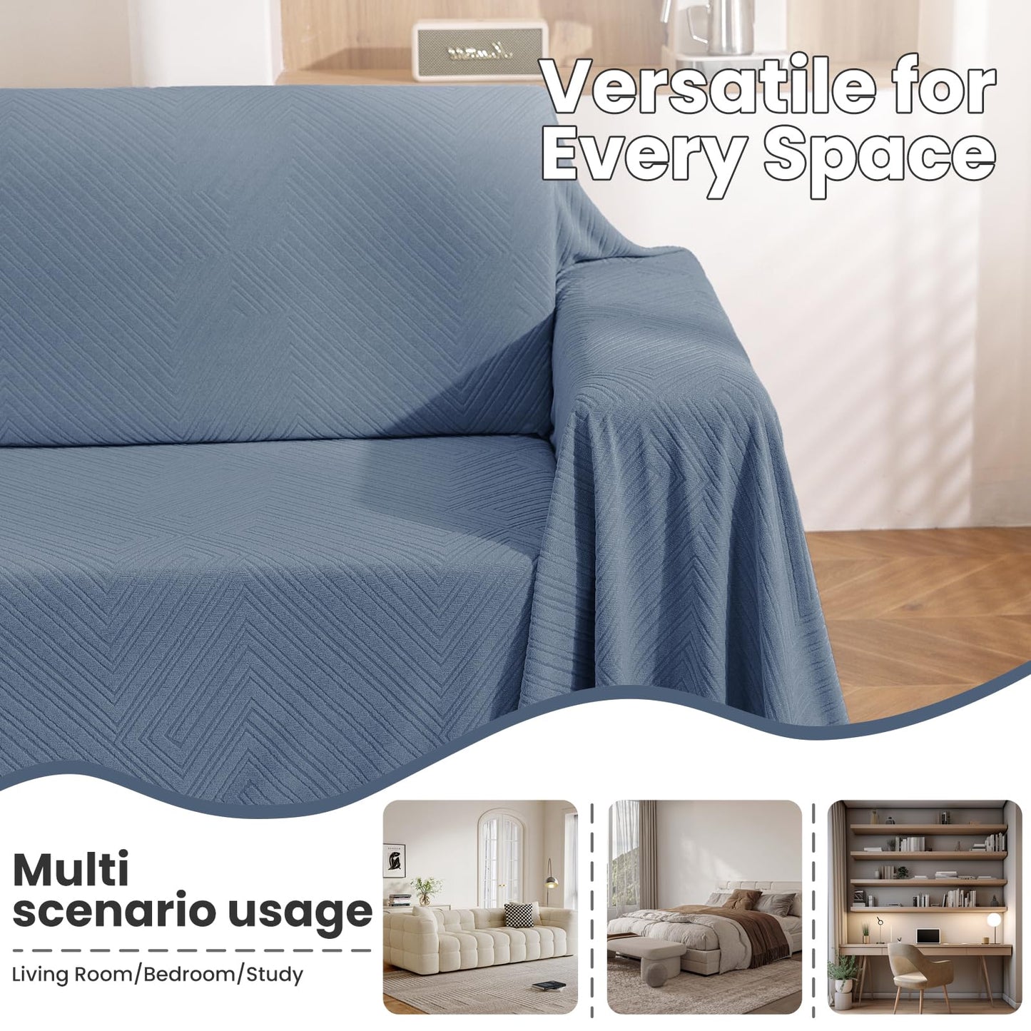 CYCMACO Sectional Couch Covers for Dogs 2 Pieces, Pet Couch Covers for Sectional Sofa, Washable L Shaped Couch Cover, Couch Blanket Furniture Protector (X-Large: 78" x 110" + 78" x 118", Blue)