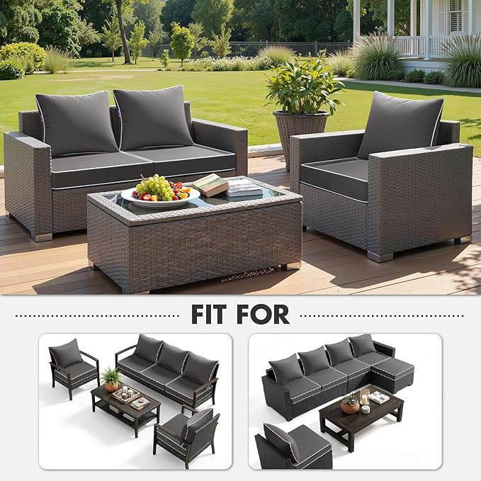 MIULEE Dark Grey Outdoor Seat Cushion 22x22 Inch Waterproof & 3 Year Fade