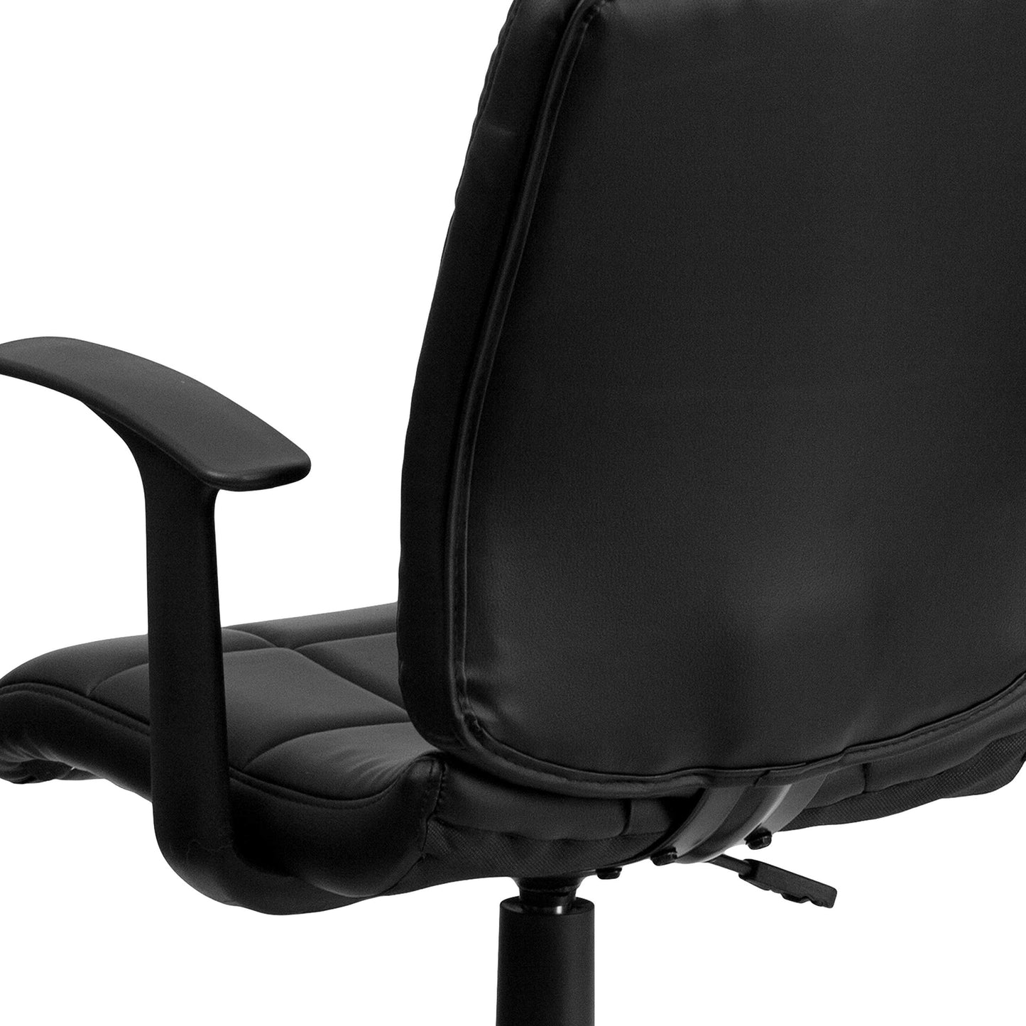 Flash Furniture Clayton Mid-Back Black Quilted Vinyl Swivel Task Office Chair with Arms