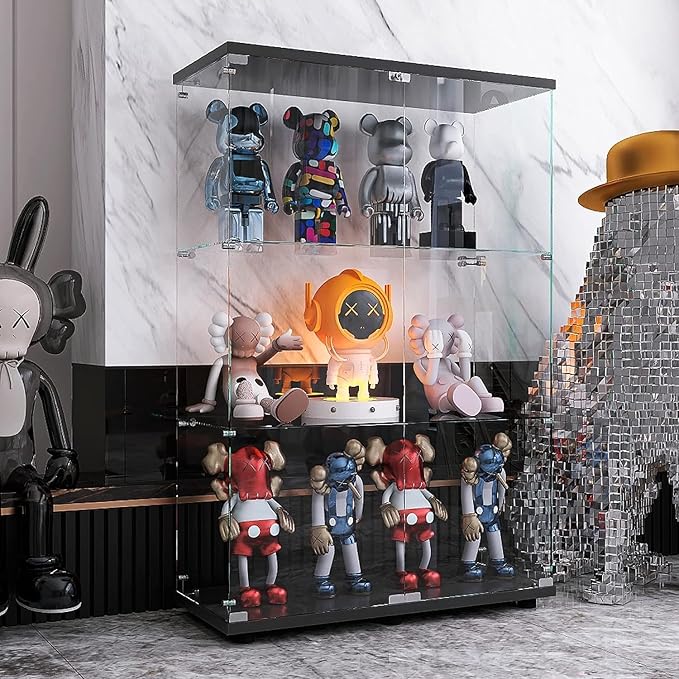 APRILSOUL Glass Display Cabinet 3-Shelf