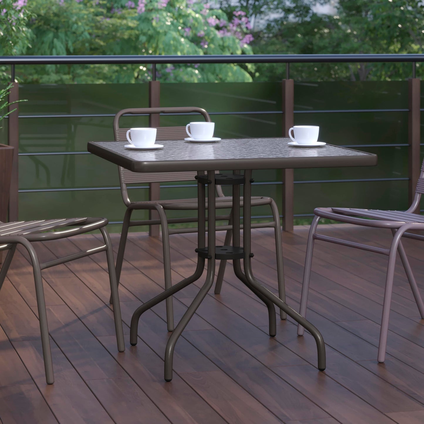 Flash Furniture Barker 31.5'' Square Tempered Glass Metal Table, Bronze