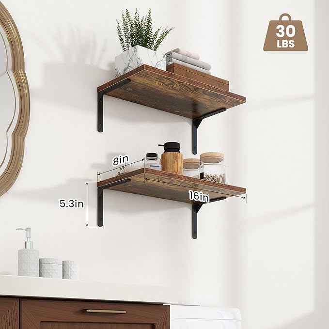 Fun Memories Deep Floating Shelves, 16W x 8D Floating Shelves Set of 2