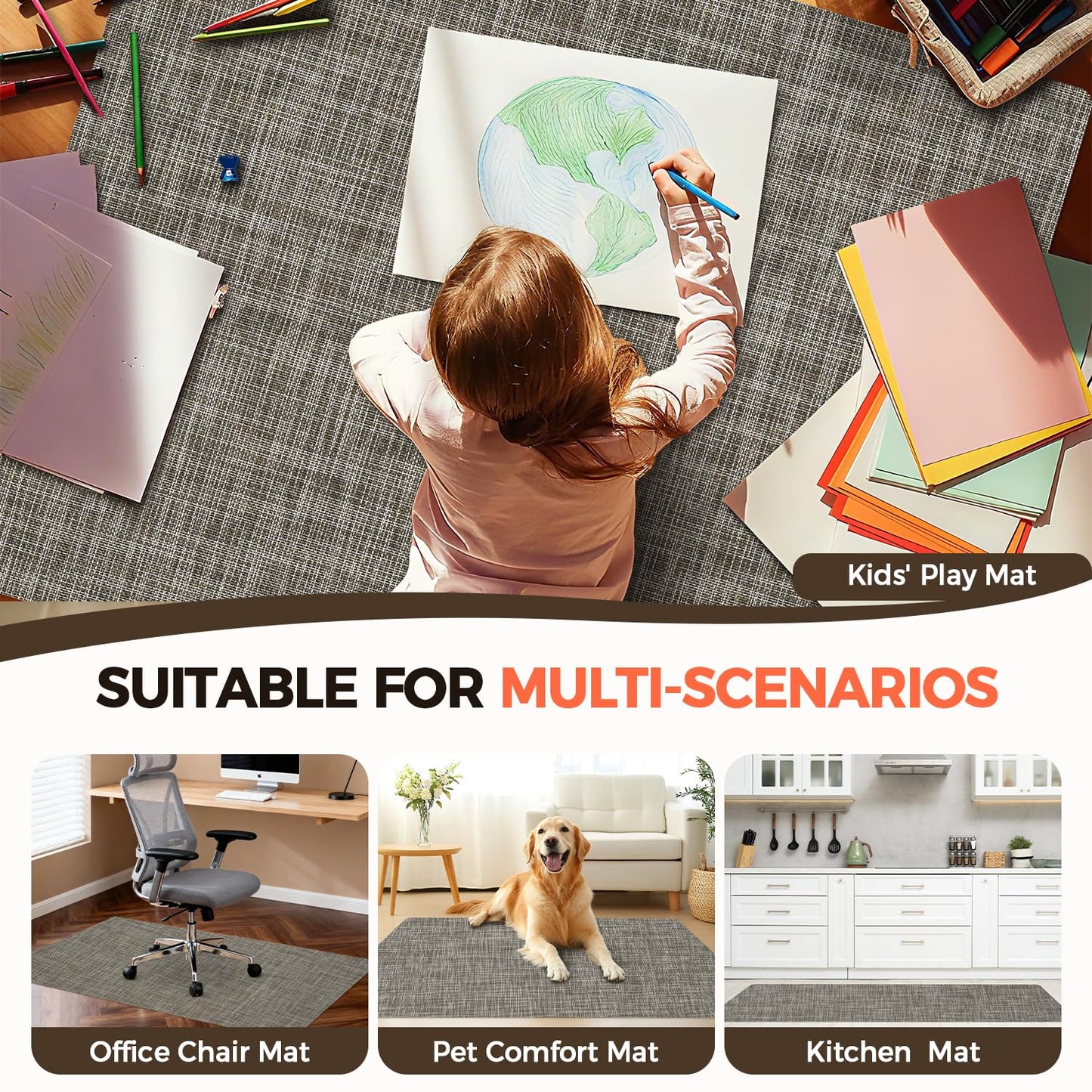BAGAIL Office Chair Mat for Hardwood Floor, 35"x47" Heavy Duty Computer Chair Mat - Fast Flat & Smooth Glide - Non-Slip Desk Chair Floor Protector for Home Office - Brown