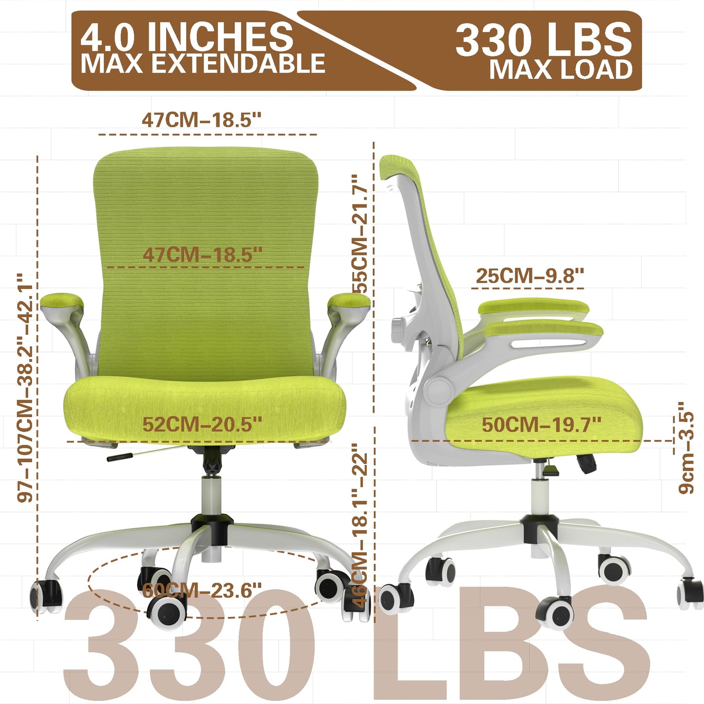 Ergonomic Office Chair for Long Hours, Relieve Back Pressure, Stay Comfortable & Focused All Day, 330LBS Capacity, Ideal for Home Office, Office & Study