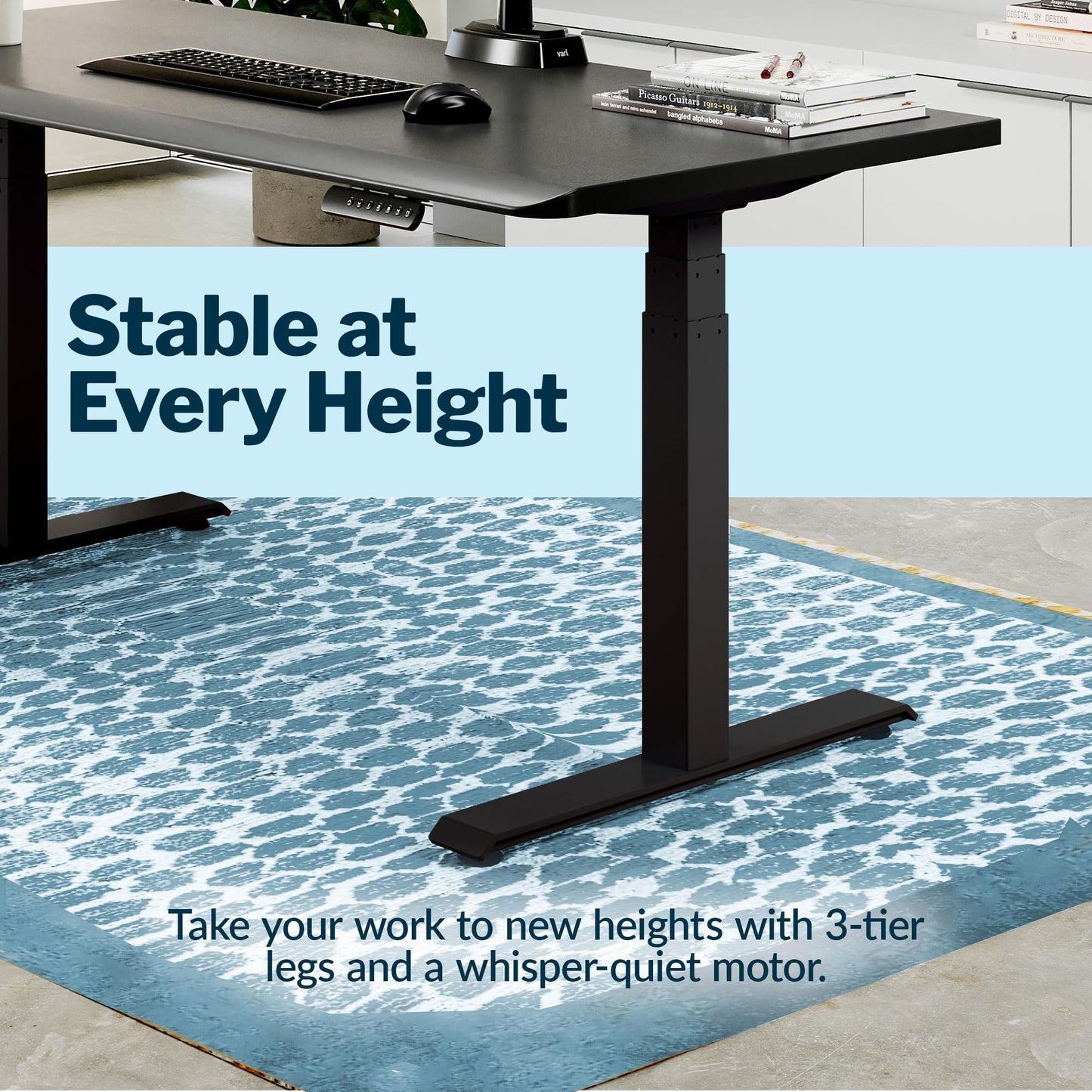 Vari ComfortEdge 72x30 Inch Adjustable Electric Standing Desk – Sit Stand VariDesk with Memory Presets, Sloped Edge, 180 LB Capacity + Tool-Free Assembly (Black/Black)