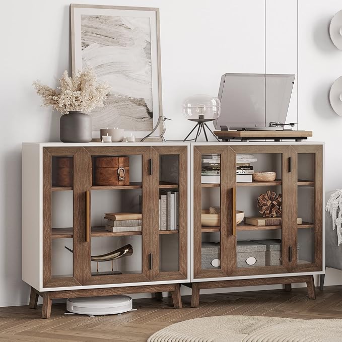 BELLEZE Set of 2 Sideboard 31 Inch Buffet Cabinet