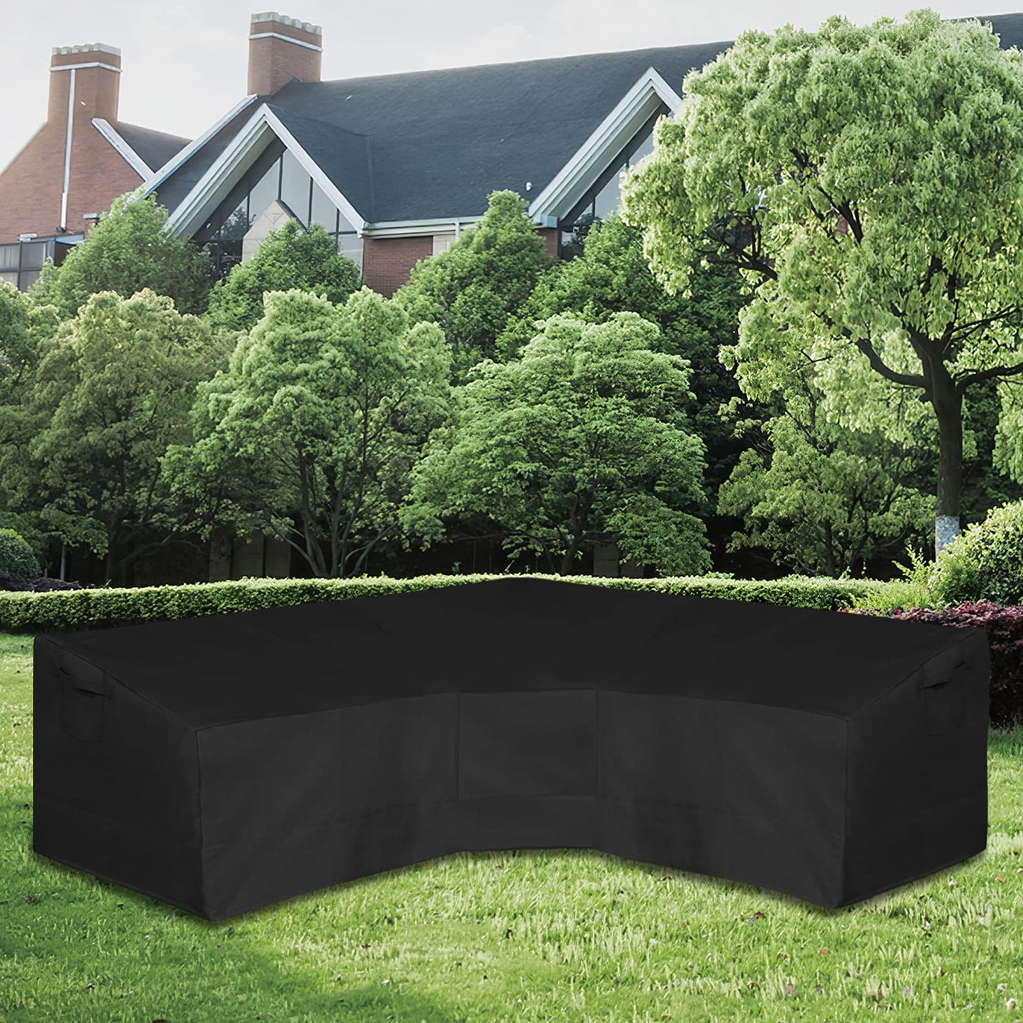 Easy-Going 600D Patio V-Shaped Sectional Sofa Cover, Waterproof Outdoor Sectional Cover,Heavy Duty Garden Furniture Cover with Air Vent 100" L (on Each Side) x 33.5" D x 31" H, Black