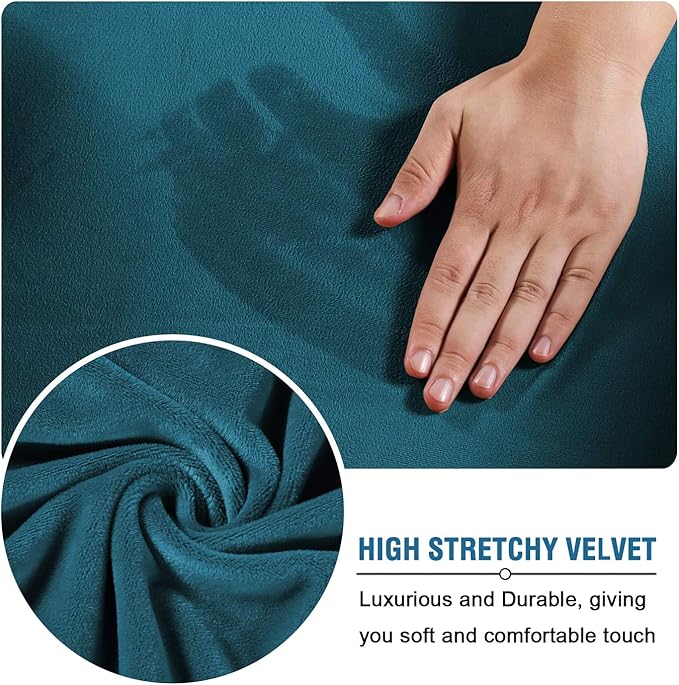H.VERSAILTEX Modern Velvet Plush 4 Piece High Stretch Sofa Slipcover Sofa Cover