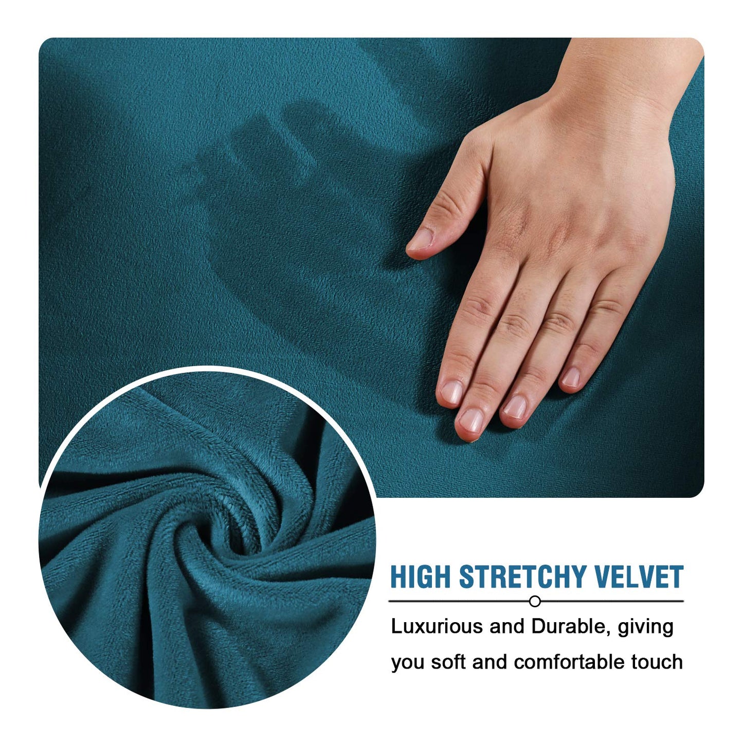 H.VERSAILTEX Modern Velvet Plush 4 Piece High Stretch Sofa Slipcover Sofa Cover Furniture Protector Form Fit Luxury Thick Velvet Sofa Cover for 3 Cushion Couch Width Up to 90 Inch (Sofa,Deep Teal)