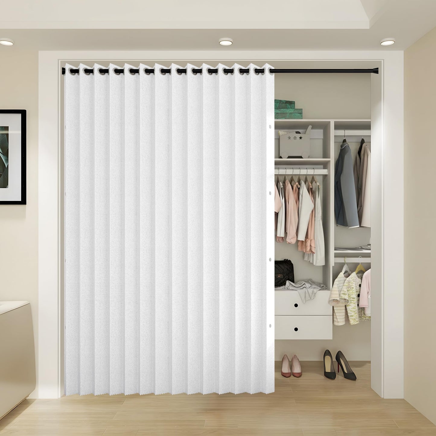 HMYI Fabric Vertical Shades & Blinds, 100% Blackout Door Shades, Window Shade, Vertical Shade for Sliding Doors, 1 Panel, W100 x L84, White