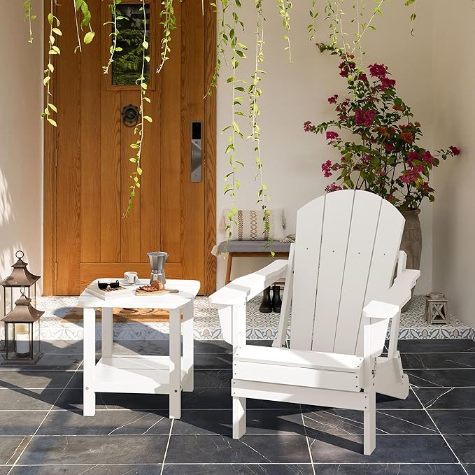 SERWALL Double Adirondack Side Table Set of 4, End Table- White