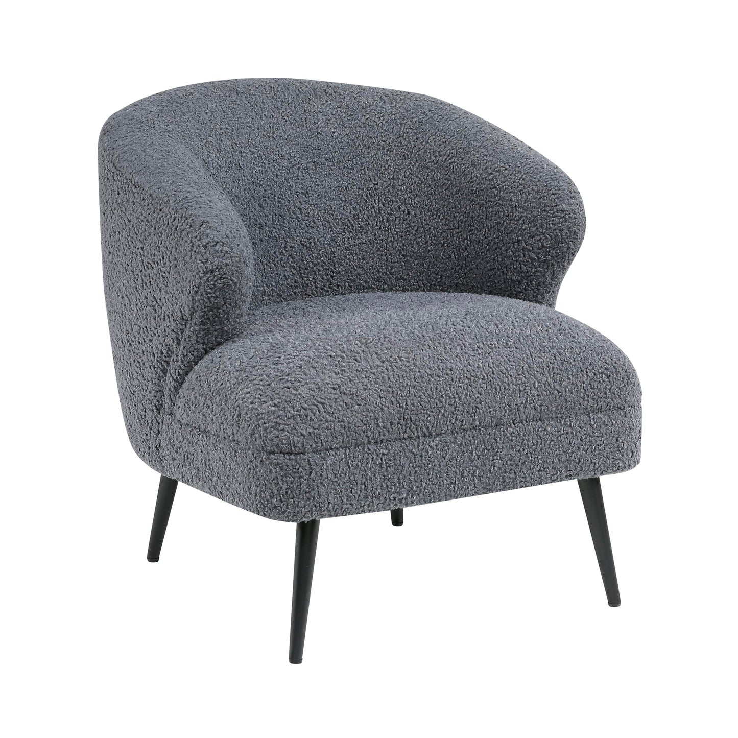 Lexicon Modern Accent Chair, Boucle Fabric Upholstered Single Sofa Chair with Curved Back for Living Room/Bedroom/Office/Apartment, Dark Gray