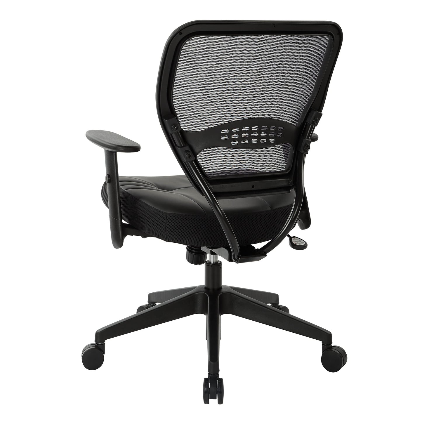 Space Seating 57 Series Professional Dark Air Grid Back Manager's Adjustable Office Chair with Built-in Lumbar Support and Padded Seat, Black Bonded Leather