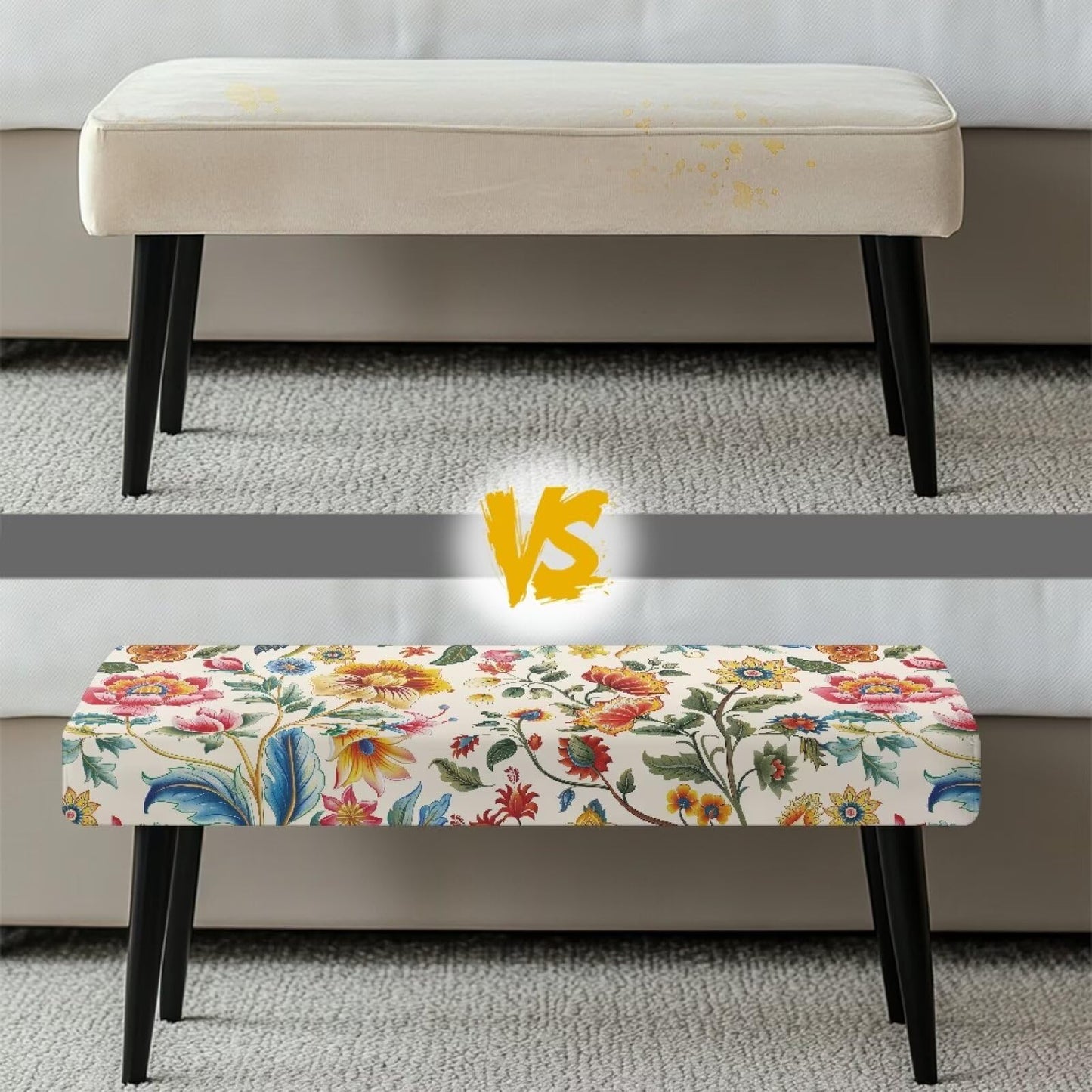 Cugasmaru Bench Covers Slipcover Rectangle End of Bed Bench Dustproof Removable Stretch Dining Chair Cover for Restaurant Living Room Home Flower Colorful