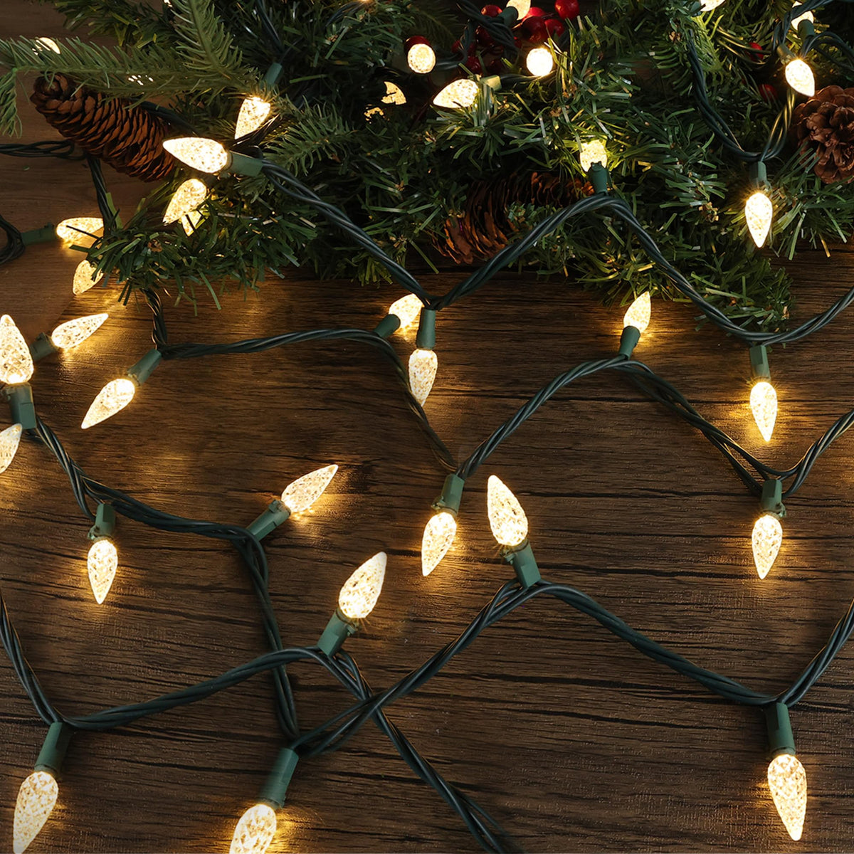 Brizled Gentle Twinkle C5 Christmas Lights, 33ft 100 LED Christmas String Lights, Connectable 120V Warm White Xmas Tree Light Indoor Outdoor Twinkle Xmas Light for Tree Home Holiday Wedding Decor