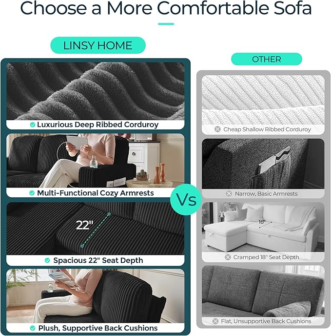 LINSY HOME Sectional Sleeper Sofa Pull Out Couches