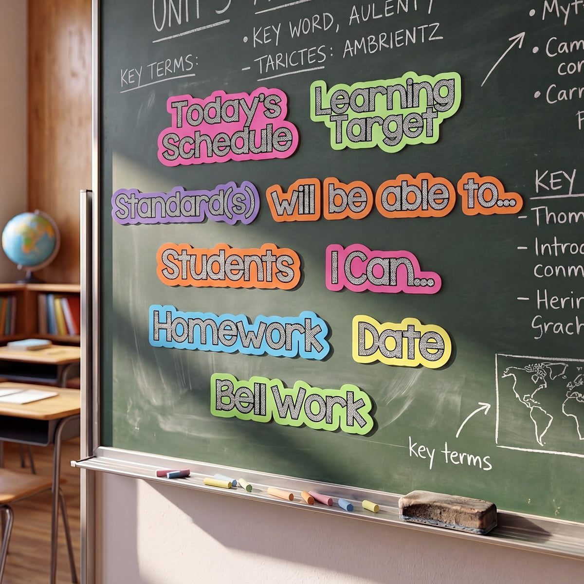 AmazingSpark 12 Pcs Classroom Schedule Magnets Reusable Today's Schedules Learning Target Magnets Set Class Dry Erase Labels for Whiteboard Bulletin Board Decor School Elementary Subjects Organization