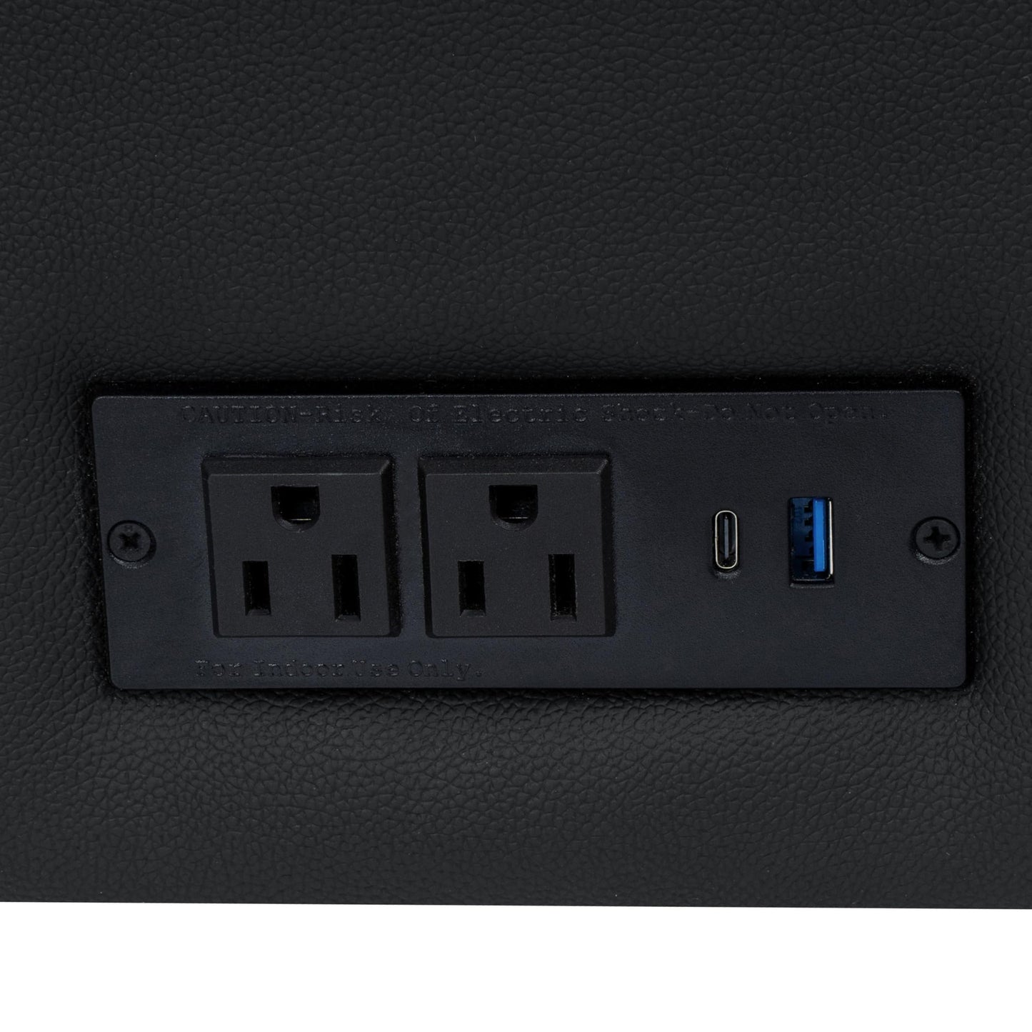 Flash Furniture Hercules Artemis Commercial Loveseat for Reception and Lobby Use with Solid Wood Legs, 2 Outlets, 1 USB, and 1 USB-C Ports, Black LeatherSoft