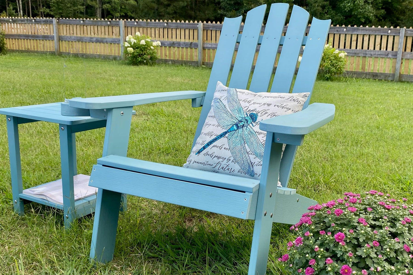 Meluvici Double Adirondack Side Table Weather Resistant, Outdoor Rectangular End Table for Adirondack Chair, Aruba