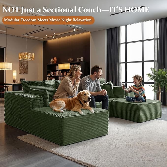 Oversized 108" Cloud Sectional Couch, Comfort U Shaped Boneless Couch