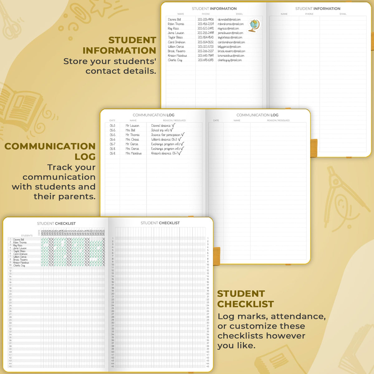 Clever Fox Teacher Planner – School Year Planner with Calendars & Lesson Plans – Teacher Plan Book for Classroom & Homeschool Organization - Undated, 7x10″, Hardcover (Amber Yellow)