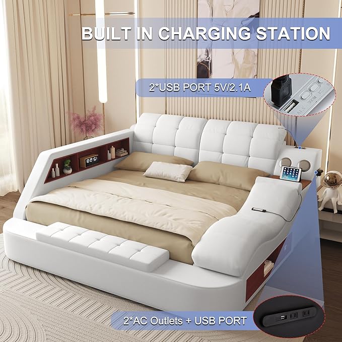 King Size Smart Multifunctional Bed Frame, Platform Bed