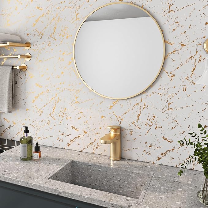 FunStick Modern Gold White Wallpaper Peel and Stick Wallpaper Thick Off White