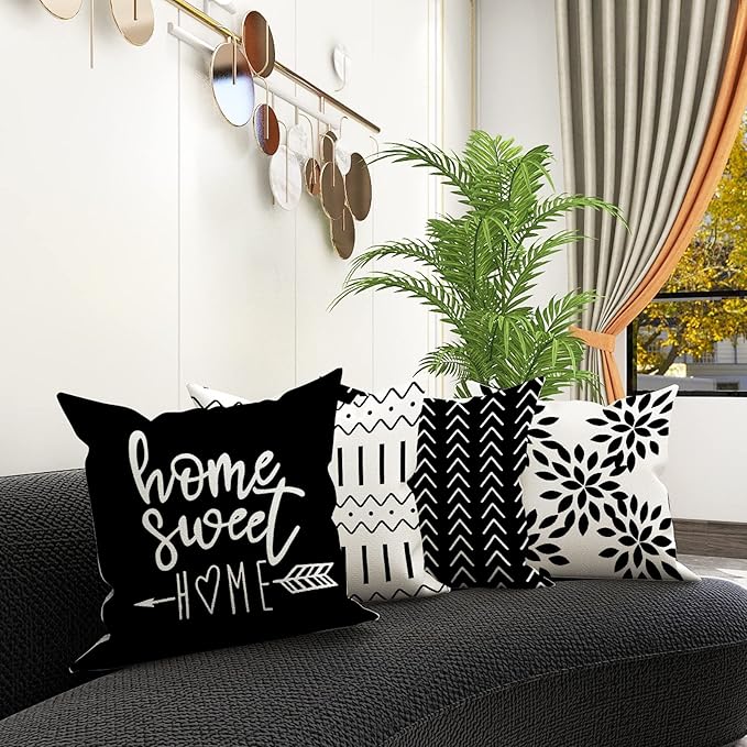 YCOLL Pillow Covers 18x18 Set of 4, Modern Sofa Throw Pillow Cover, Decorative