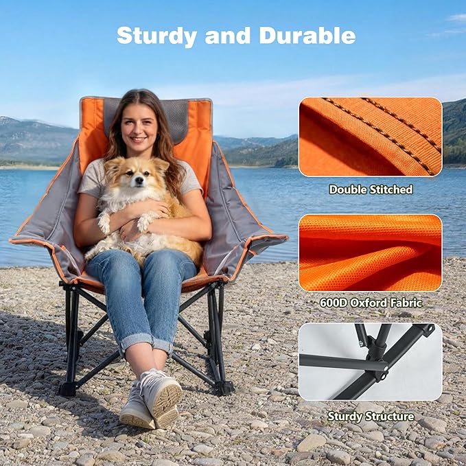 SUNNYFEEL Oversized Rocking Camping Chair, Fully Padded Patio Chair