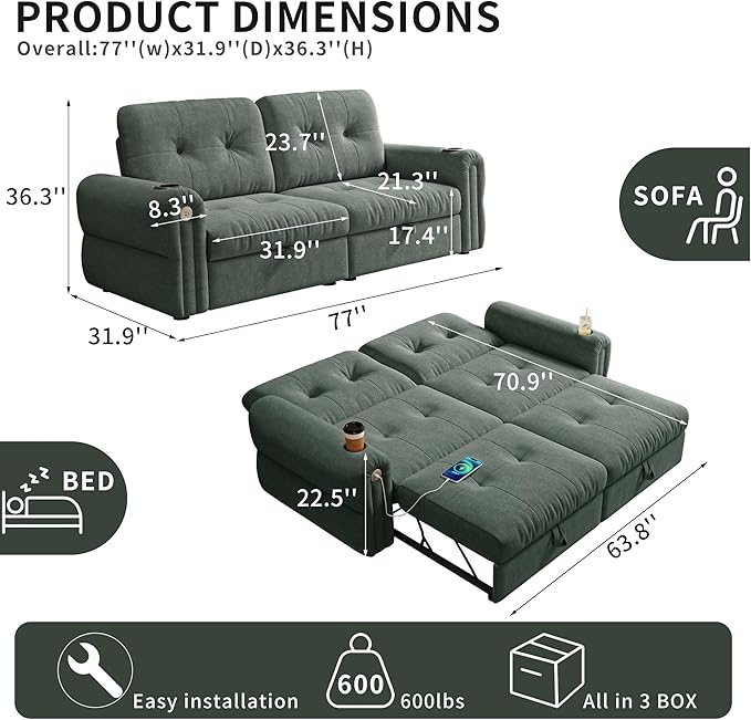 Convertible Couches, Queen Size Pull Out Sofa Bed