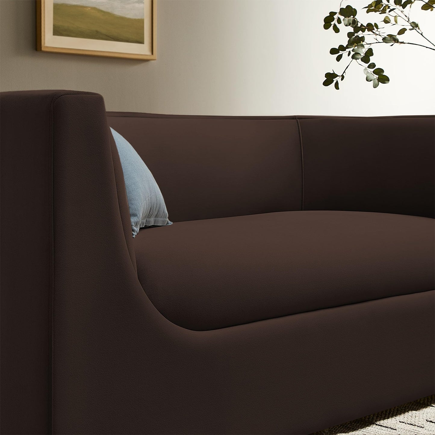 Modway Hilda 67 Inch Modern Curved Back Performance Velvet Loveseat in Chocolate Brown – Plush Upholstered 2-Seat Sofa for Living Room, Apartment, Office