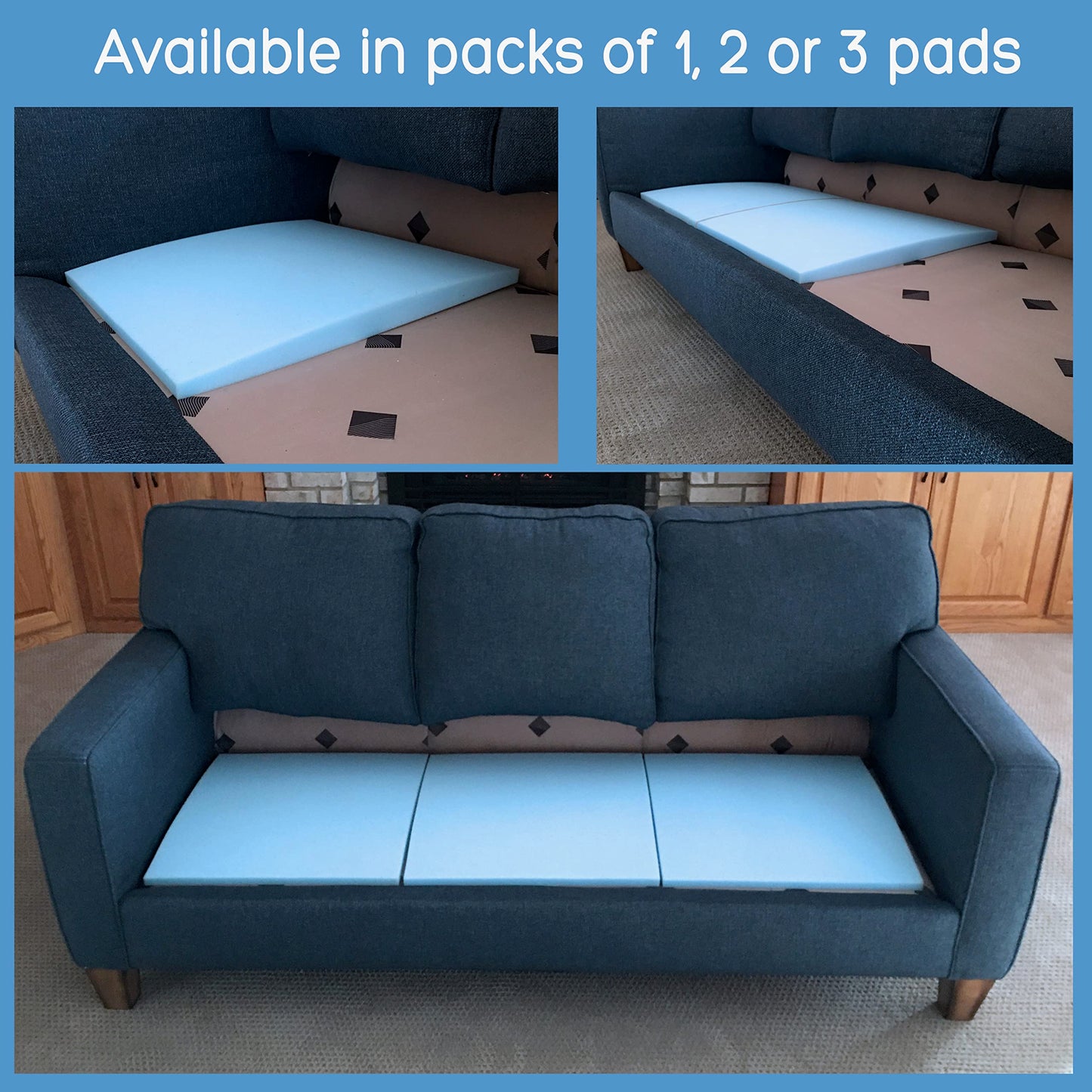 Stratiform Couch Cushion Support for Sagging Sofa Original Curve (Set of 2), Firm 20x20x2” High-Density Foam Couch Repair Pads, Seat Saver for Sofas, Sectionals & Chairs, Made in USA