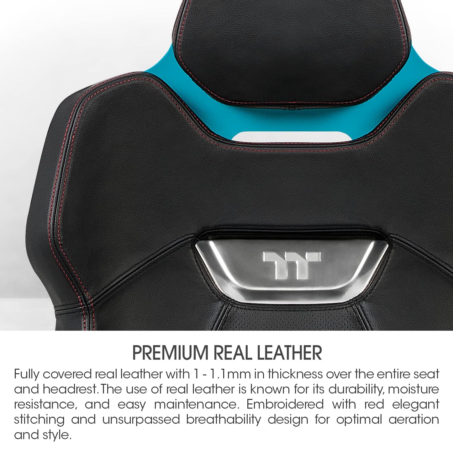 Thermaltake Argent E700 Real Leather Gaming Chair (Ocean Blue) Design by Studio F∙A∙Porsche, GGC-ARG-BLLFDL-01
